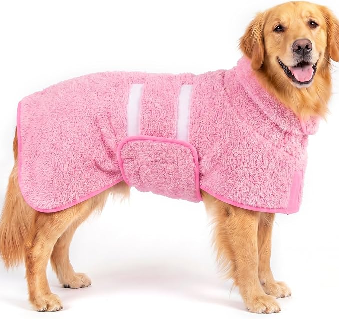 Bienbee Dog Bathrobe, Super Absorbent for Small to Large Dogs, Pink XL by Bienbee