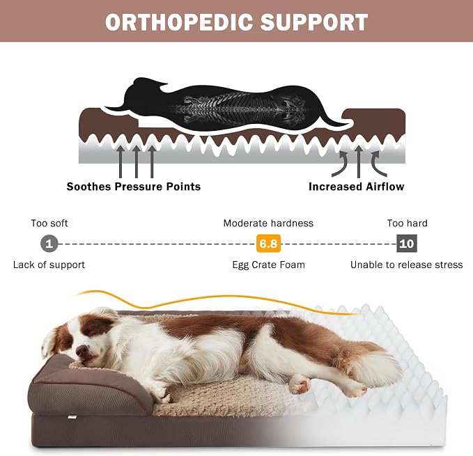 INVENHO Orthopedic Dog Bed for Large Dogs, Washable Waterproof, Egg-Crate Foam - Image 2