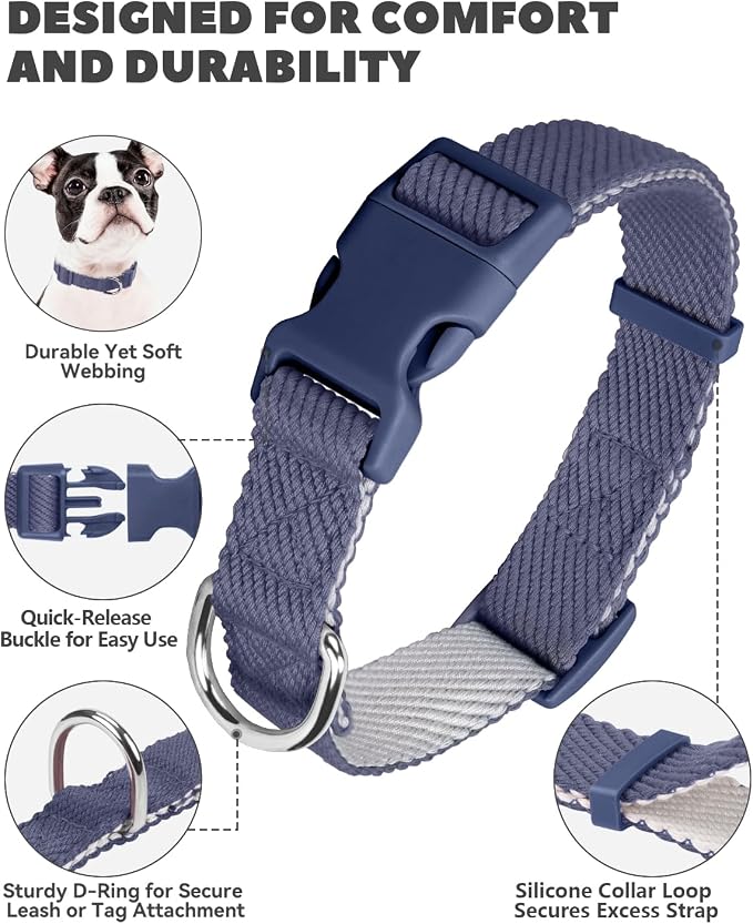 Dynmeow Soft and Breathable Cotton Dog Collar, Durable Adjustable Heavy-Duty - Image 2