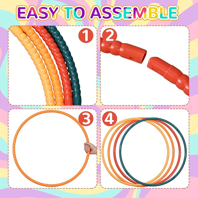 Sratte 8 Pcs Color Hoop Detachable Adjustable Exercise Ring Plastic Hoop - Image 3