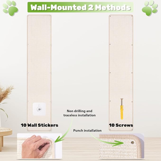 Natural Sisal Cat Scratcher Mat, Wall Scratcher Carpet, Cat Climbing Wall - Image 7