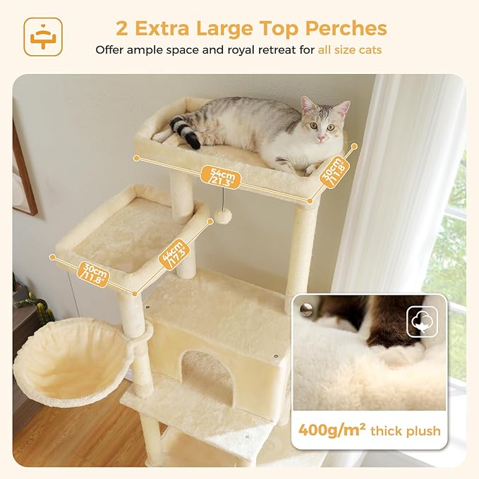 PAWZ Road Large Cat Tree, 73 Inches Tall Cat Tower - Image 4
