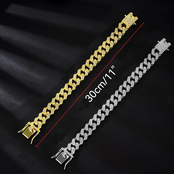 2 Pcs Diamond Cuban Link Kitten Walking Collar - Image 2