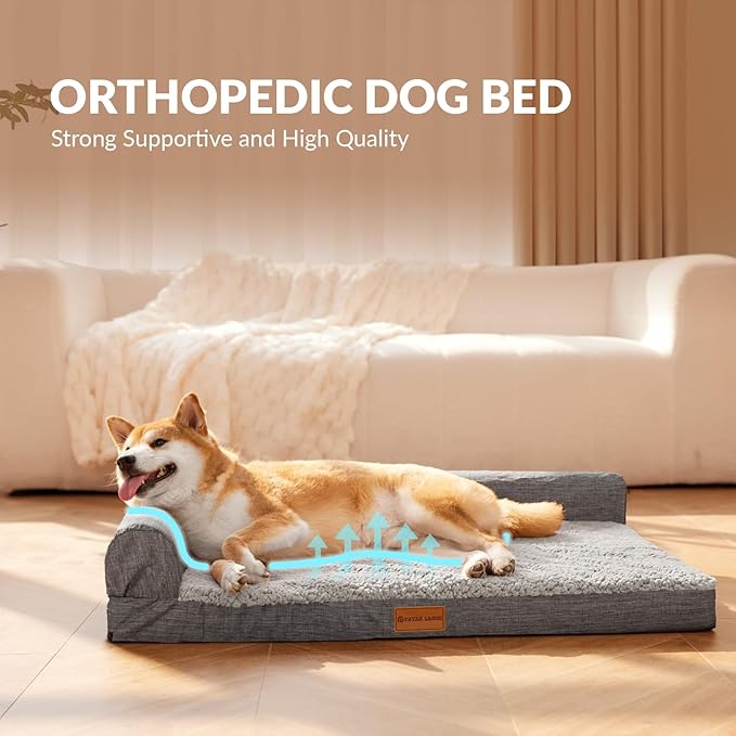 Patas Lague Orthopedic Dog Bed Large Sized Dog 36''X24'', Waterproof L Bolster - Image 3