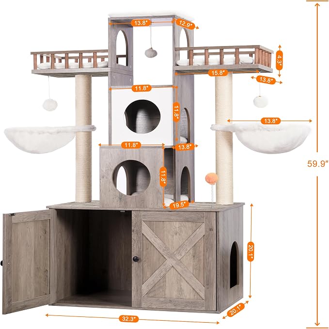 Heybly Cat Tree with Litter Box Enclosure - Image 3
