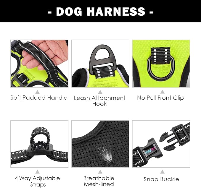 PHOEPET Reflective Dog Harness Large Breed Adjustable No Pull Vest - Image 4