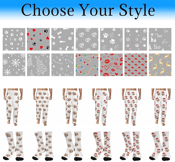 Artsadd Personalized Christmas Pajama Pants Socks - Image 4