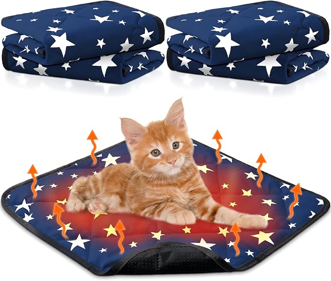 Namalu 4 Pack Self Warming Cat Bed Self Heating Cat Mat Star Pattern Soft Dog by Namalu
