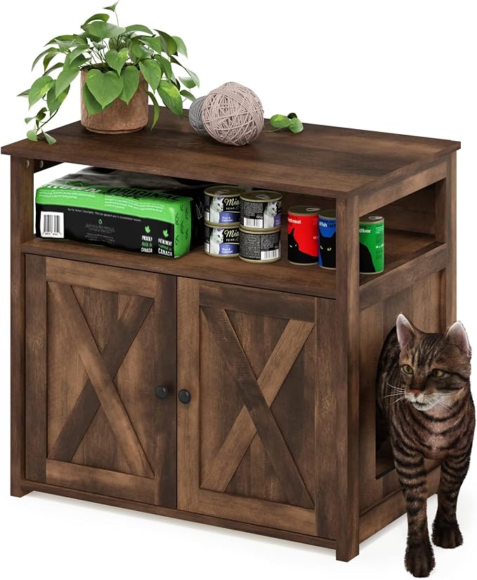 Furinno Peli Farmhouse Cat Litter Cabinet Storage - Image 4