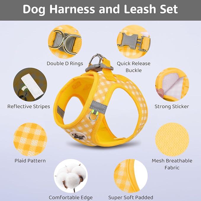 Gyuzh Dog Harness and Leash Set, Soft Mesh Breathable Small Dog Harness - Image 5