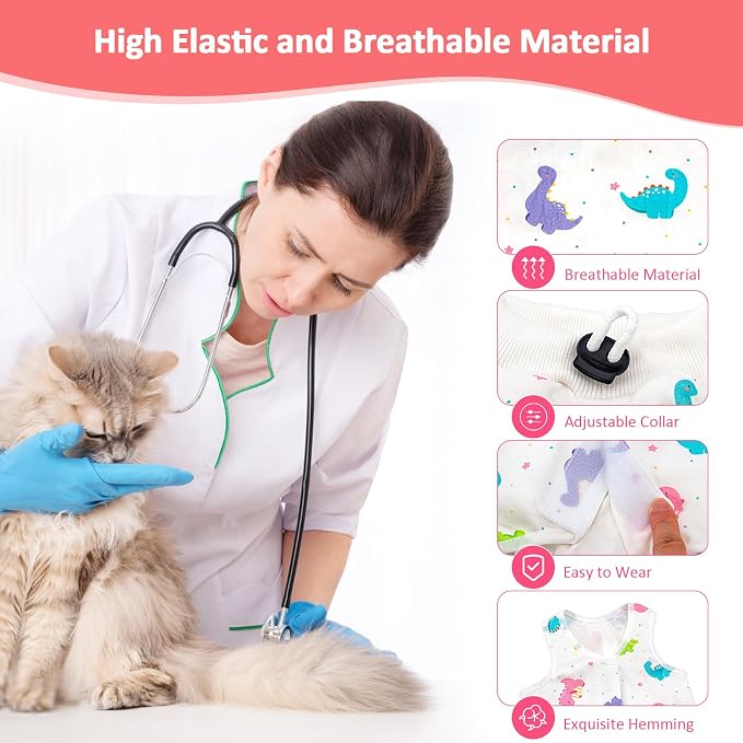 2 PCS Cat Recovery Suit for Spay Abdominal Wounds Cat Onesie for Cats After - Image 4