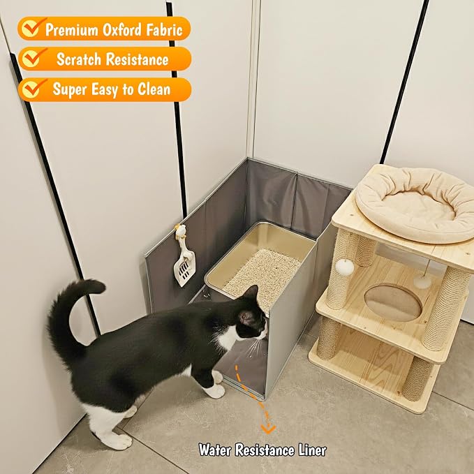 Cat Litter Box Enclosure, Keep All Mess in, Open Top High Side, Extra Large - Image 4