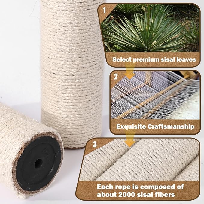 OSPNIEEK 4 PCS M8 Cat Scratching Post Replacement, 15.7“ 7.9" Natural Sisal - Image 3