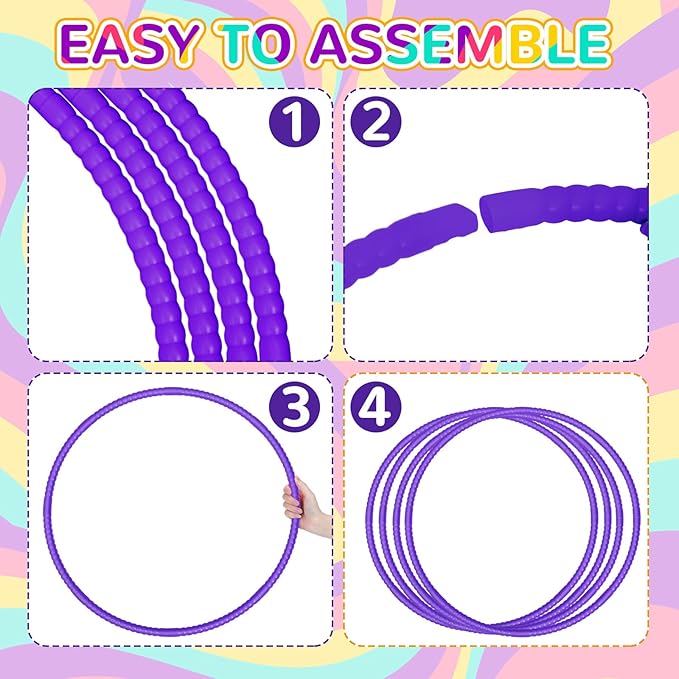 Shappy 6 Pcs Exercise Hoop Detachable Adjustable Plastic Toy Playground Toys - Image 3