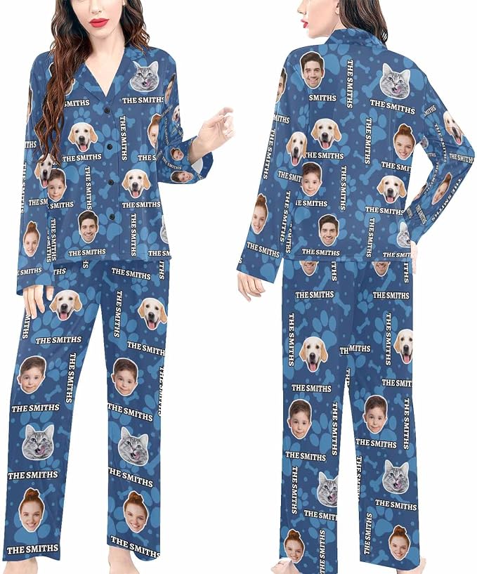 Artsadd Custom Pajamas for Women Men Family, Personalized Face Pjs Pajama Pants - Image 4