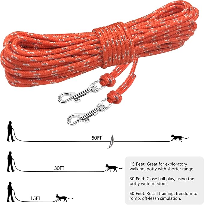 Rypet Reflective Cat Long Leash - 50 FT Escape Proof Walking Leads Yard Long - Image 3