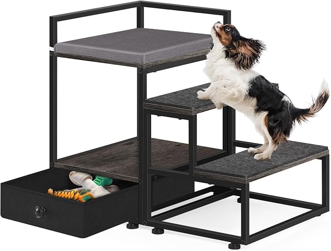Pet Window Perch Dog Stairs for Small Dogs, Non-Slip Dog Steps for High Beds by smusei