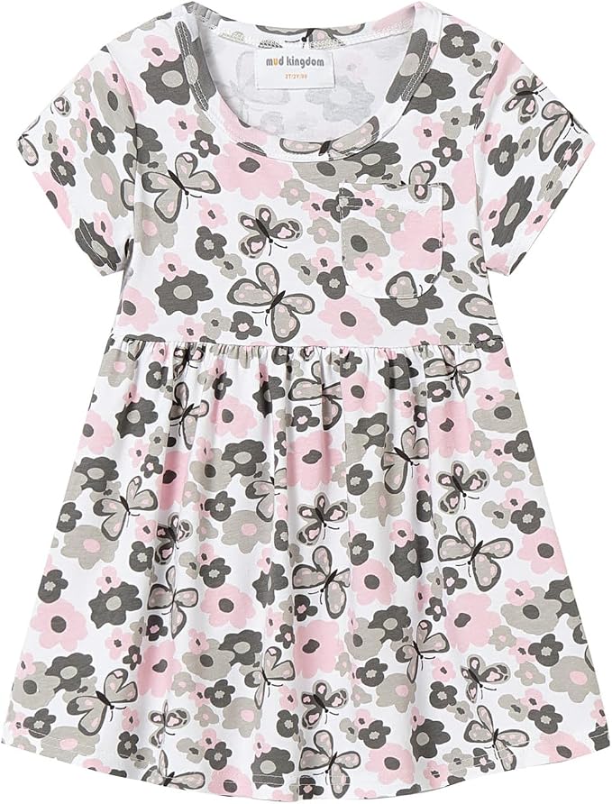Mud Kingdom Little Girls Dresses Cotton Summer Holiday Cute Cat Dress Short by MudKingdom