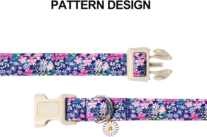 Lionet Paws Floral Dog Collar- Cute Spring Wildflowers Daisy Fleabane Dog - Image 4
