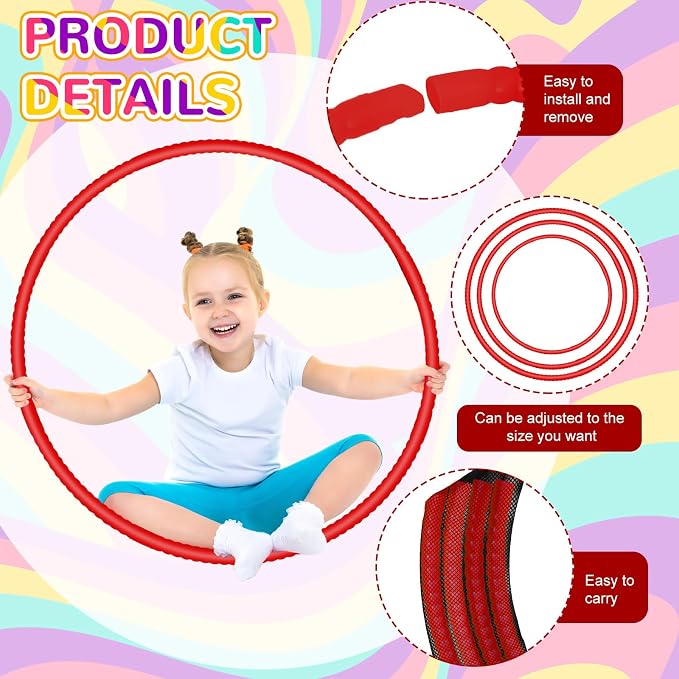 Shappy 6 Pcs Exercise Hoop Detachable Adjustable Plastic Toy Playground Toys - Image 2