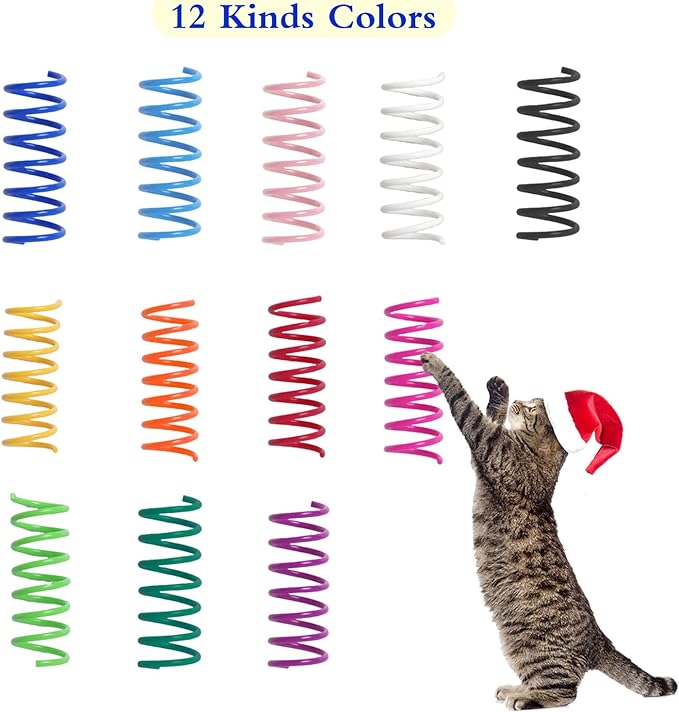 24PCS 12Colors Cat Spring Toys for Indoor Cats, Interactive Coil Springs for - Image 4