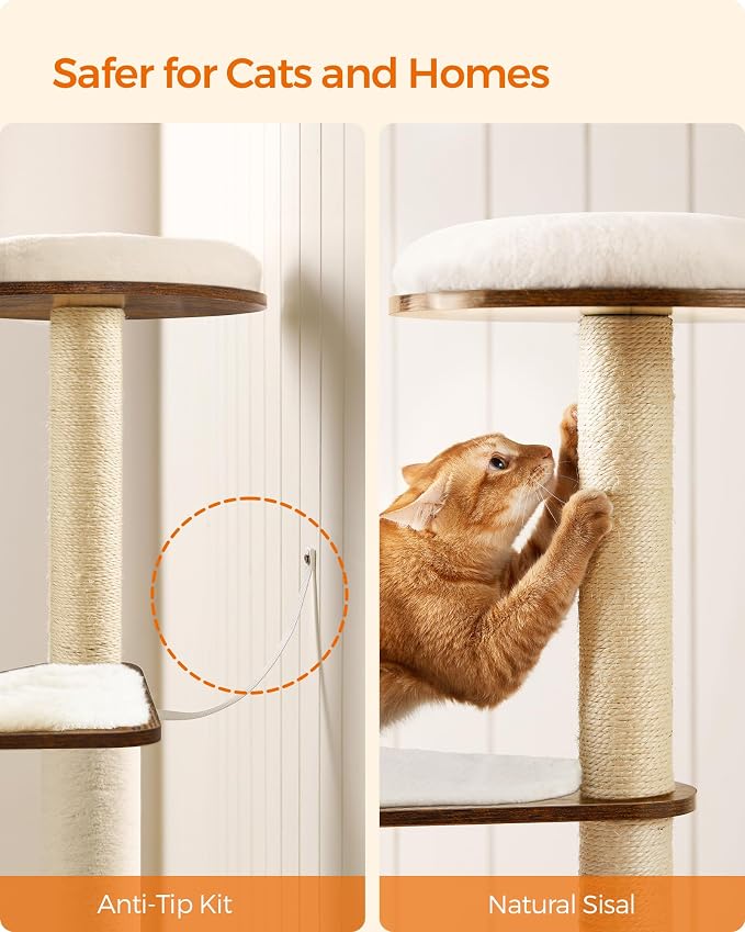 Feandrea Cat Tree, 64.6-Inch Modern Cat Tower, Washable Removable Cushions - Image 8