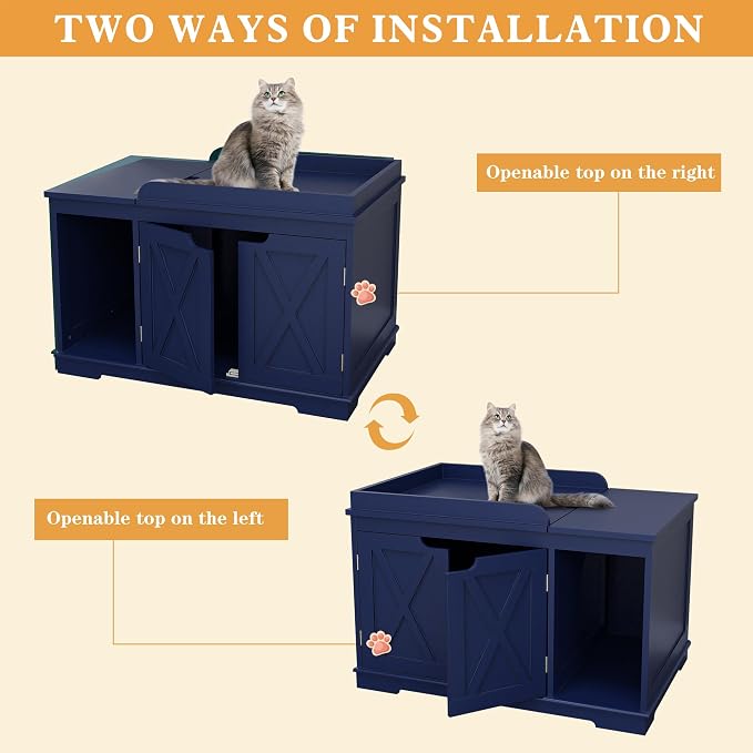 Flip Top Cat Litter Boxes Enclosure Covered Litter Box Hidden Furniture Wooden - Image 3