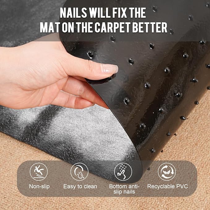 Uross Carpet Protector for Pets -3.6FT 3PCS Black Round Corner Plastic Carpet - Image 6