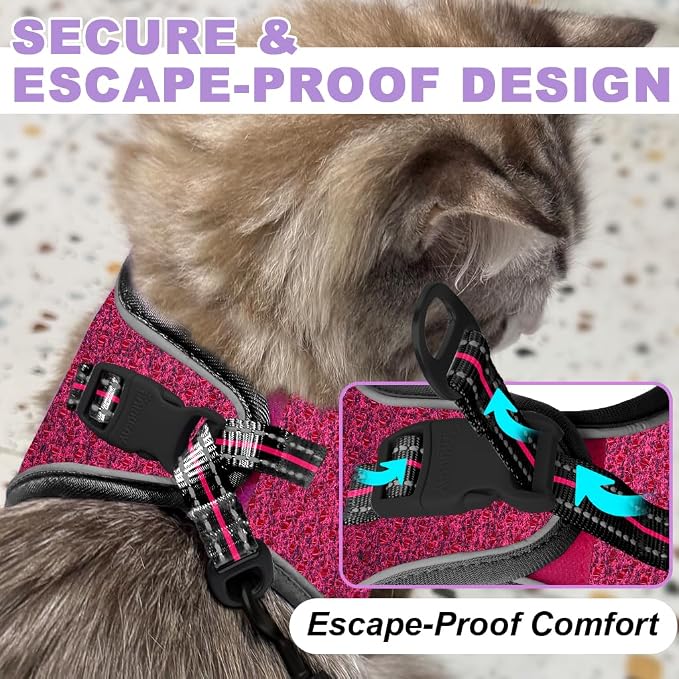 Cat Harness and Leash Set, Escape Proof Kitten Harness, Step in Adjustable Soft - Image 2