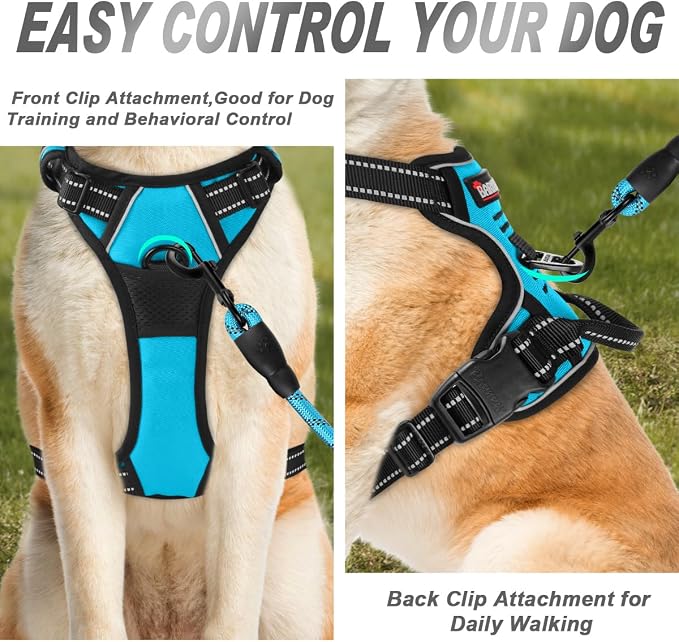 BARKBAY No Pull Dog Harness Front Clip Heavy Duty Reflective Easy Control Handle - Image 2