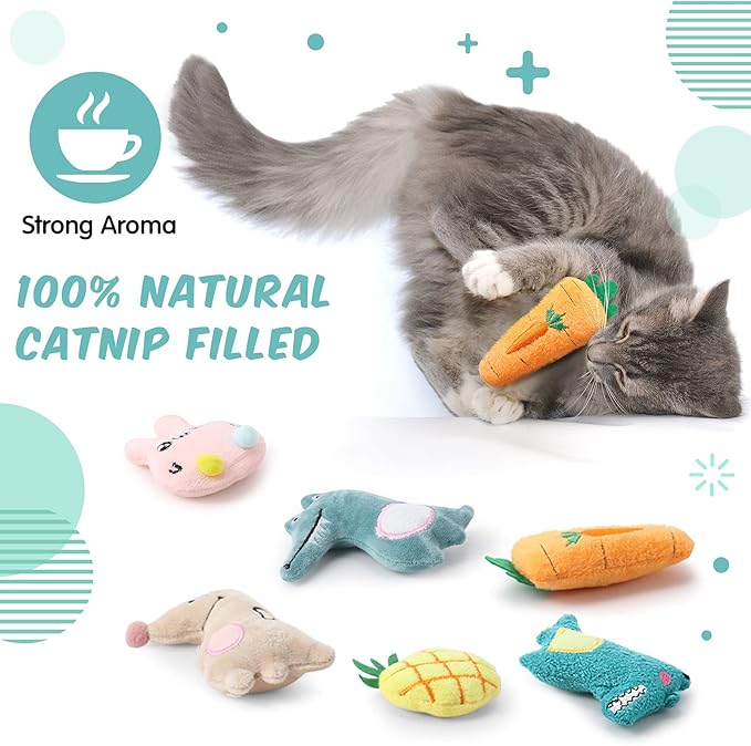 Gejoy 20 Pieces Catnip Toys for Indoor Cat Plush Kitten Cat Chew Toys Catnip - Image 4