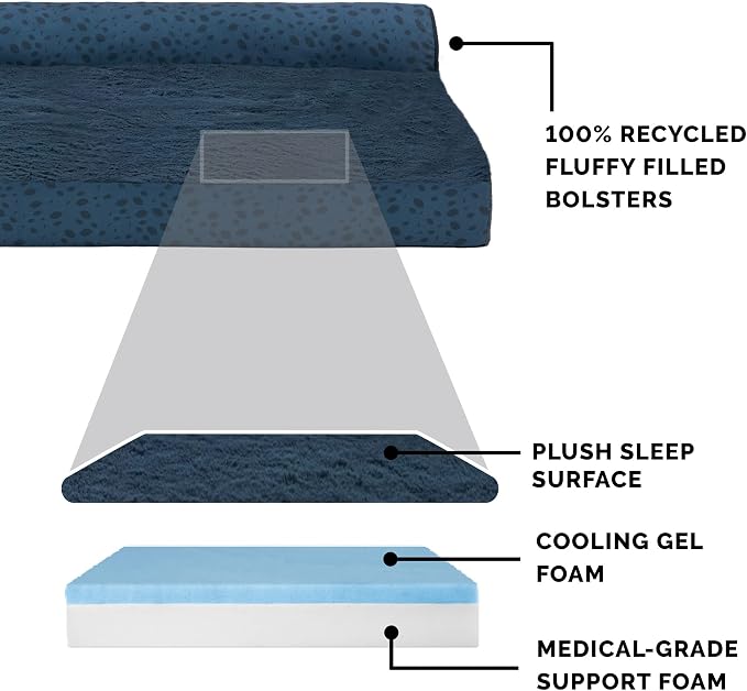 Furhaven Cooling Gel Dog Bed for Large Dogs w/ Removable Bolsters & Washable - Image 4