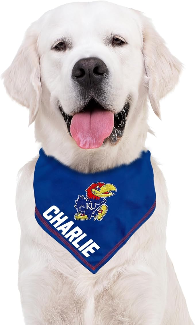 Pets First NCAA Kansas Jayhawks Personalized Tie Around Bandana - Image 3
