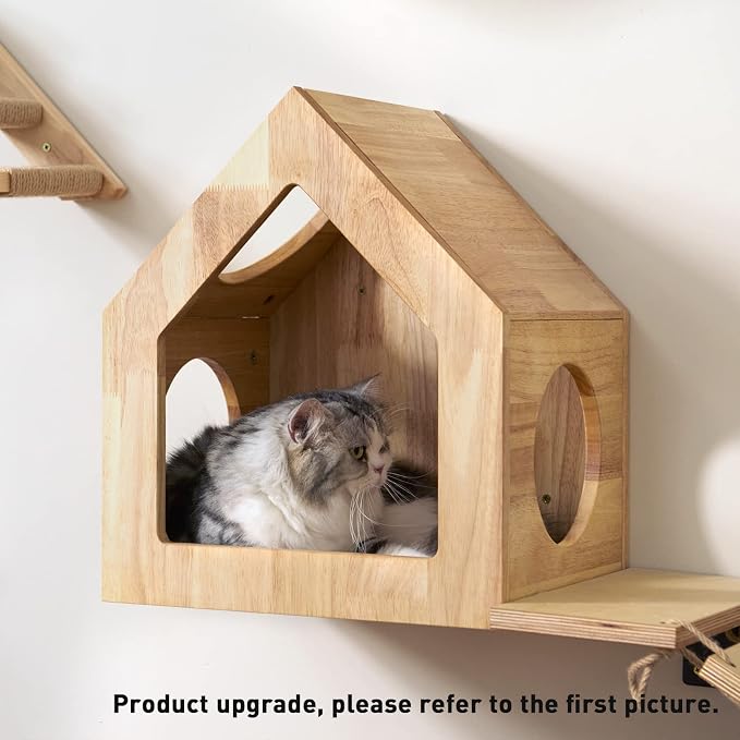 FUKUMARU Cat House Wall Mounted, 15.5x11.8x18 Inches Birch Plywood Condo - Image 8