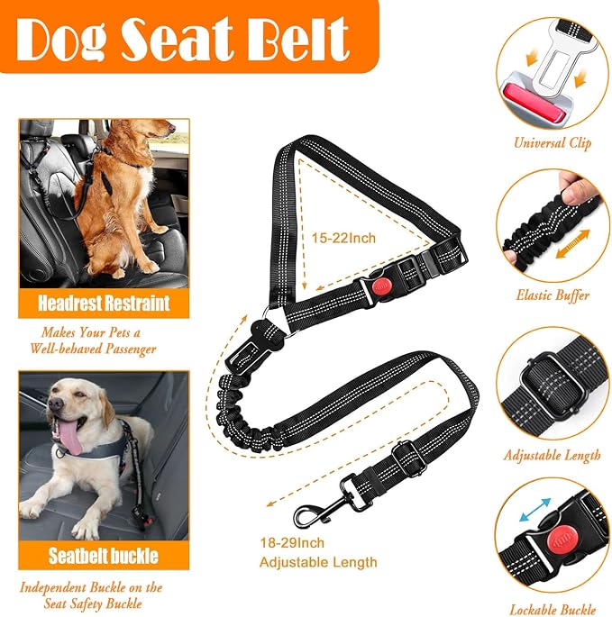 No Pull Dog Harness, Collar & Leash Set | Includes Dog Seat Belt, Collapsible - Image 7