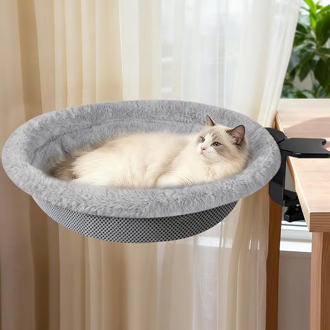 IPOW Heavy Duty Steel Frame 180° Rotating Cat Desk Bed Semi-Circular Cat Bed by IPOW