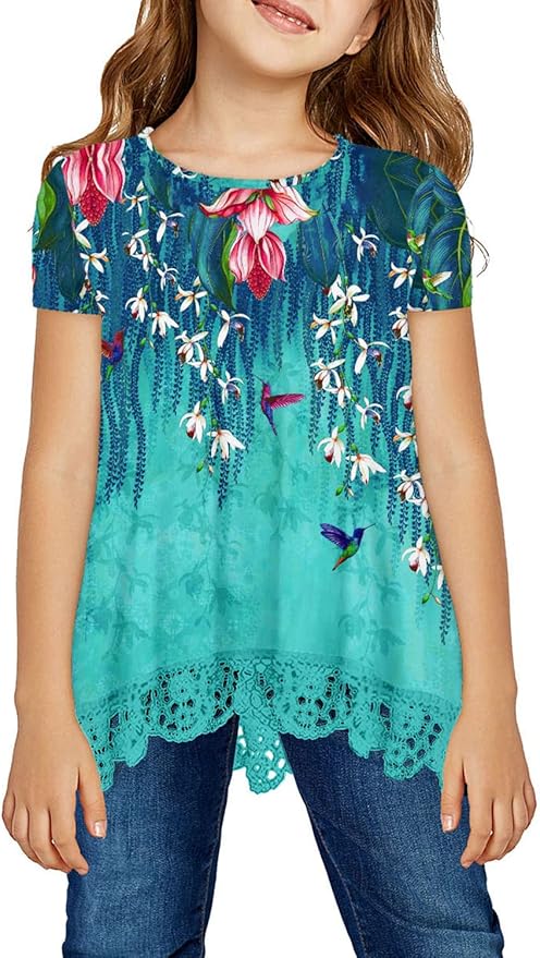 storeofbaby Girls Casual Tunic Tops Short Sleeve Loose Soft Blouse T-Shirt by storeofbaby