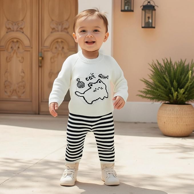 Baby Girl Fall Romper Knit Long Sleeve Jumpsuit Ribbed Ruffle Bodysuit Infant - Image 2