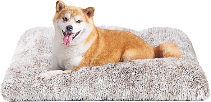 EHEYCIGA Fluffy Dog Crate Bed for Large Dogs, Plush Faux Fur Crate Pad by EHEYCIGA