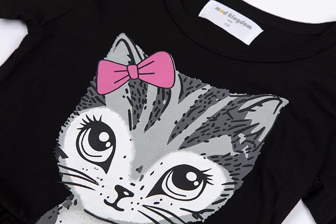 Mud Kingdom Little Girls Dresses Cotton Summer Holiday Cute Cat Dress Short - Image 4