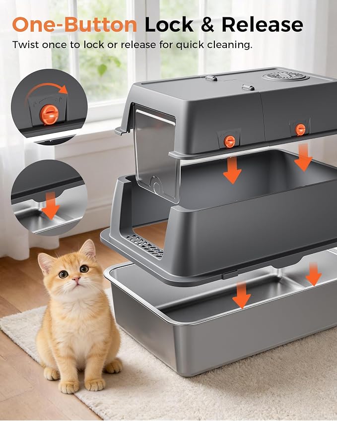 GTPLAYER XXL Stainless Steel Cat Litter Box - Image 5