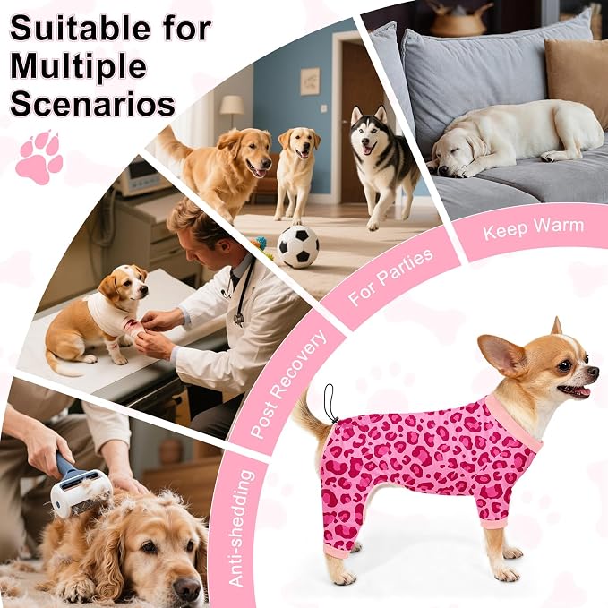 Bienbee Dog Pajamas, 4 Pack Dog Recovery Suit Shedding Suit Cute Soft Puppy - Image 7