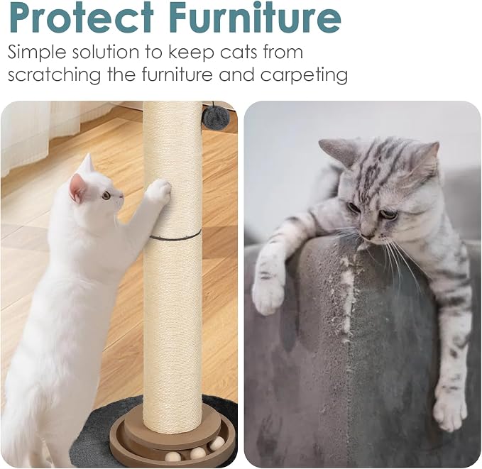 Heavy Duty Cat Scratching Post, 35 Inch Tall Cat Scratcher Cat Tree Tower - Image 3