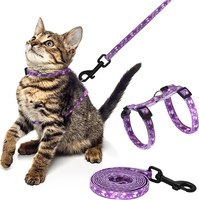 Cotton Cat Harness and Leash Set, Escape-Proof Adjustable Soft Harness by Giecooh