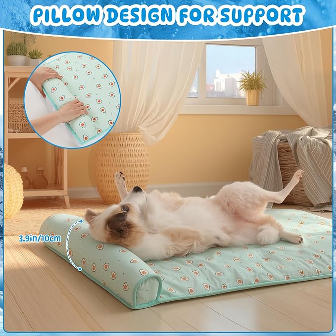 4 Pack Cooling Dog Mats with Supportive Pillow 15.7" x 23.6" Self Cooling Dog - Image 4