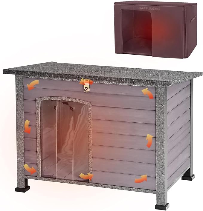 Aivituvin Dog House with Insulated Liner, Heated Outdoor Indoor Weatherproof by Aivituvin
