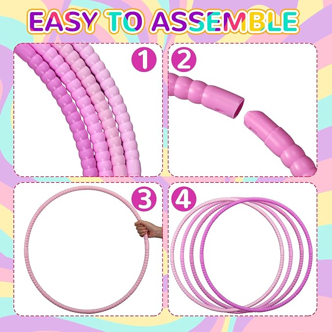 Sratte 12 Pcs Toy Hoop for Kid Detachable Adjustable Toy Hoop Colored Exercise - Image 3