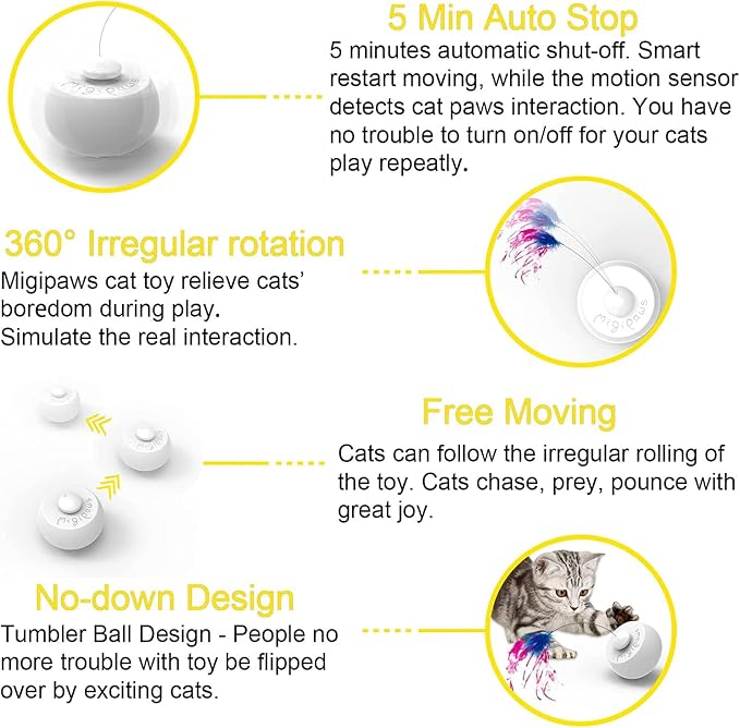 Migipaws Interactive Cat Toys, Butterfly & Feather Kitten Toy, Automatic - Image 3