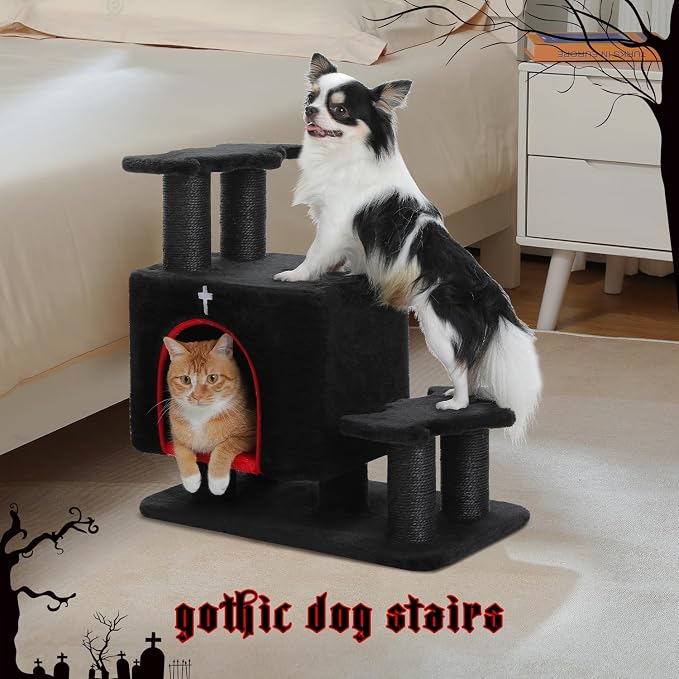 Gothic 3-in-1 Dog Stairs & Cat Scratching Post - Image 9