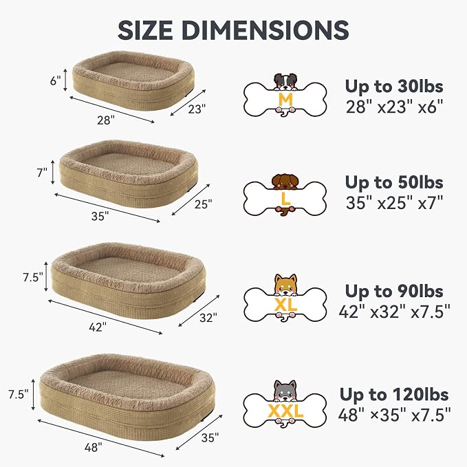 JOEJOY Orthopedic Dog Beds Large Sized Dog, XL Egg-Crate Memory Foam Pet Couch - Image 6